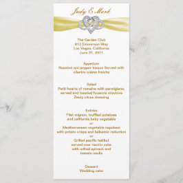 Yellow Infinity Heart Bruiloft Menu Kaart