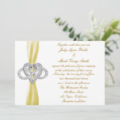 Yellow Infinity Heart bruiloft uitnodiging (Staand voorkant)