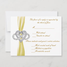 Yellow Infinity Heart Response-Kaart RSVP Kaartje