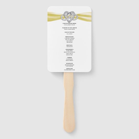 Yellow Infinity Heart Trouwprogramma Fans Handwaaier (Achterkant)