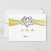 Yellow Infinity Heart Wedding Table Place card Kaart (Voorkant)