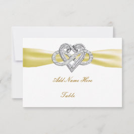 Yellow Infinity Heart Wedding Table Place card Kaart