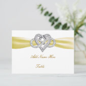 Yellow Infinity Heart Wedding Table Place card Kaart (Staand voorkant)
