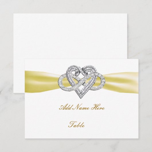 Yellow Infinity Heart Wedding Table Place card Kaart (Voorkant / Achterkant)