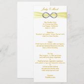Yellow Infinity Wedding Menu Card (Voorkant / Achterkant)