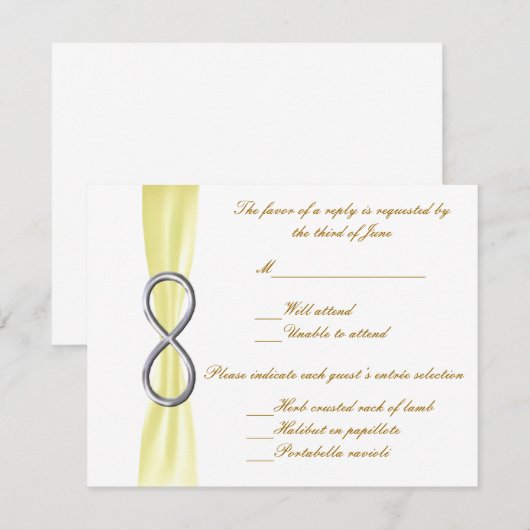 Yellow Infinity Wedding Response Kaart (Voorkant / Achterkant)