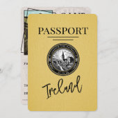 Yellow Ireland Passport Bewaar de datum Save The Date (Voorkant / Achterkant)