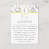 Yellow Iris Damask Wedding Direcding Place Card Informatiekaartje (Voorkant)