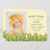 Yellow Iris Photo Birthday Invitation Kaart (Voorkant / Achterkant)