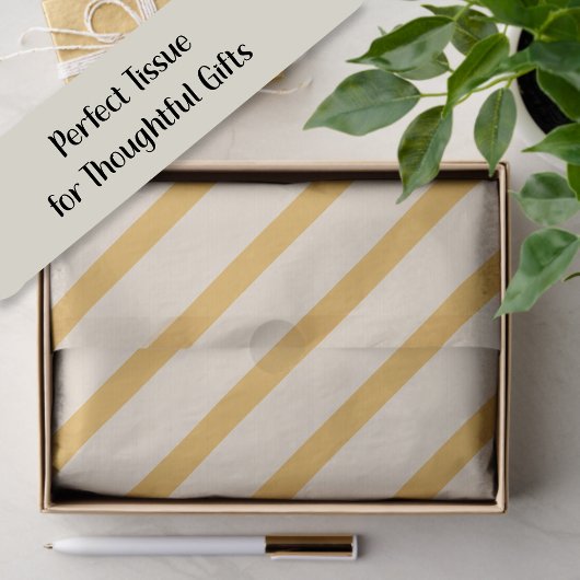 Yellow Ivory Cream Beige Stripes  Tissuepapier