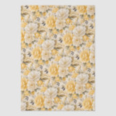 Yellow Ivory Floral Rose Watercolor Gift Tissuepapier (Voorkant)