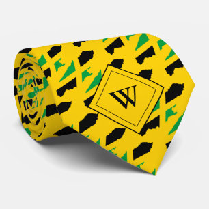 Yellow JAMAICA FLAG Christelijk monogram Stropdas
