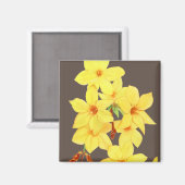 Yellow Jasmine Flower Magnet | Waterverf Art. (Voorkant / Achterkant)