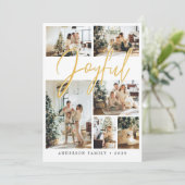 Yellow Joyful Kerstkalligrafie Foto Feestdagenkaart (Staand voorkant)