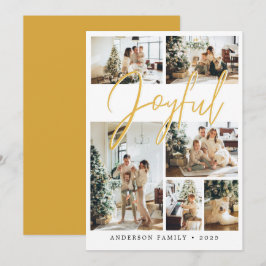 Yellow Joyful Kerstkalligrafie Foto Feestdagenkaart