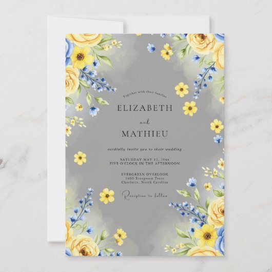 Yellow Joyful Spring Wedding Kaart (Voorkant)
