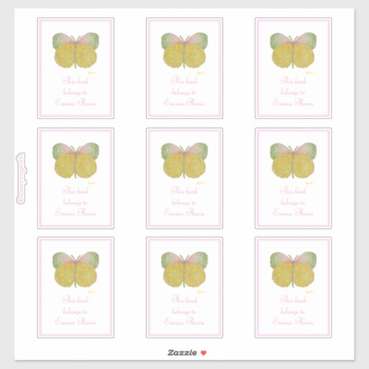 Yellow June Butterfly Bookplaat Sticker (Vel)