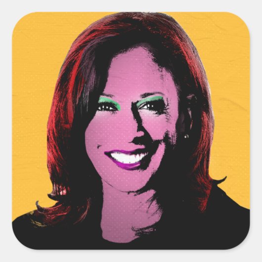 Yellow Kamala Harris Pop Art Vierkante Sticker (Voorkant)