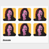 Yellow Kamala Harris Pop Art Vierkante Sticker (Vel)