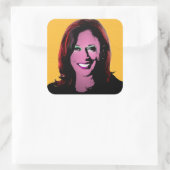 Yellow Kamala Harris Pop Art Vierkante Sticker (Tas)