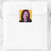 Yellow Kamala Harris Pop Art Vierkante Sticker (Tas)