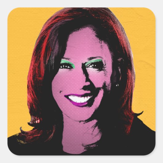 Yellow Kamala Harris Pop Art Vierkante Sticker (Voorkant)