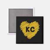 Yellow Kansas City Heart Lover Football KC Mannen Magneet (Voorkant / Achterkant)