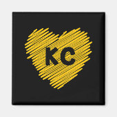 Yellow Kansas City Heart Lover Football KC Mannen Magneet (Voorkant)