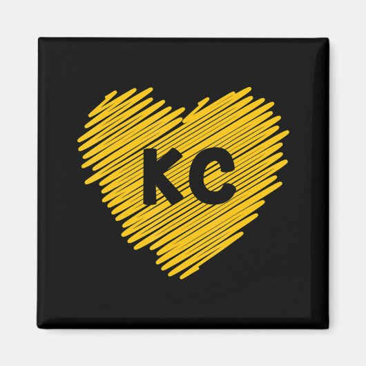 Yellow Kansas City Heart Lover Football KC Mannen Magneet (Voorkant)
