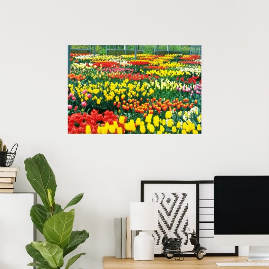 yellow Keukenhof Greenhouses blobloblobloblobloeme Poster (Thuiskantoor)