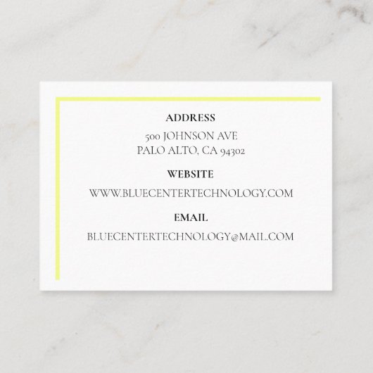 Yellow Keyboard Information Technology Visitekaartje (Achterkant)