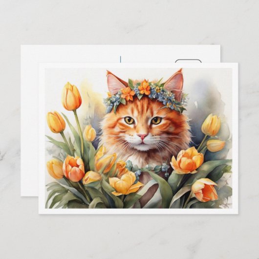 Yellow Kitty Tulips   Briefkaart (Voorkant / Achterkant)