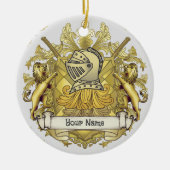 Yellow Knight Family Crest Achternaam Keramisch Ornament (Voorkant)