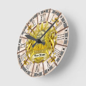 Yellow Knight Family Crest Achternaam klok (Hoek)