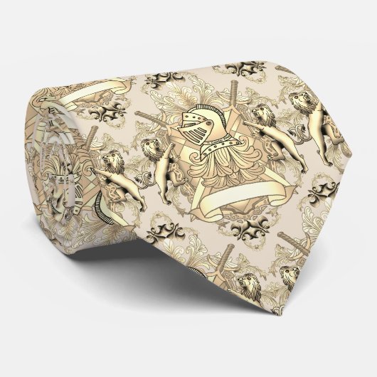 Yellow Knight Family Crest Achternaam stropdas (Opgerold)
