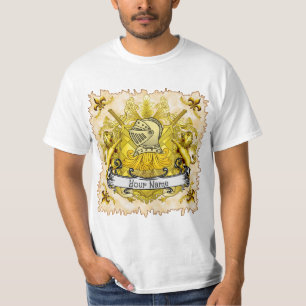 Yellow Knight Family Crest Achternaam T-shirt