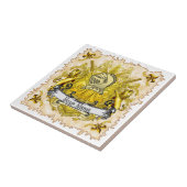 Yellow Knight Family Crest Achternaam Tegeltje (Zijkant)