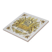 Yellow Knight Family Crest Achternaam Tegeltje (Zijkant)