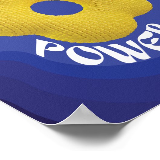 Yellow Knit Flower Power Art Poster, blauw verloop Poster (Hoek)