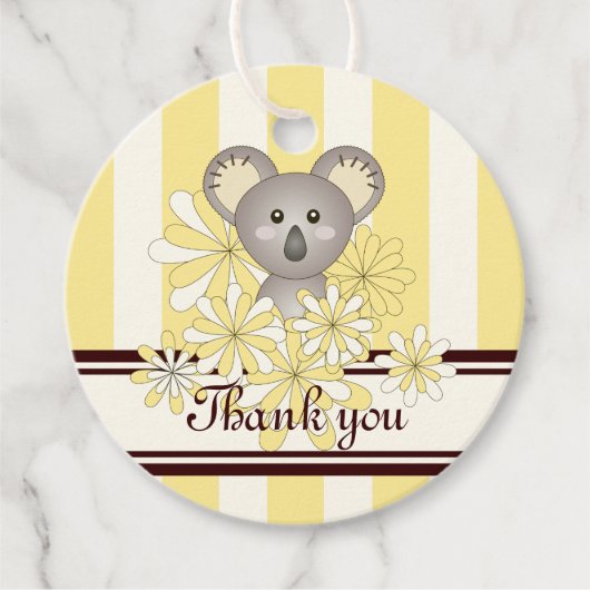 Yellow Koala Baby shower / Verjaardag Dank u Bedankjes Labels (Voorkant)