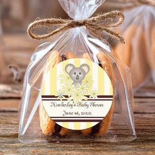 Yellow Koala Genderneutraal Baby shower / Verjaard Ronde Sticker