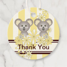 Yellow Koala Twin Baby shower / Verjaardag Dank u