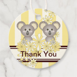 Yellow Koala Twin Baby shower / Verjaardag Dank u Bedankjes Labels