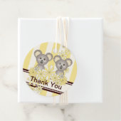 Yellow Koala Twin Baby shower / Verjaardag Dank u Bedankjes Labels (In situ)