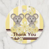 Yellow Koala Twin Baby shower / Verjaardag Dank u Bedankjes Labels (Voorkant)
