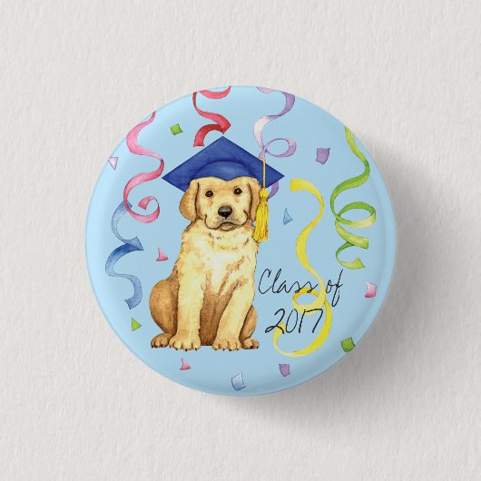 Yellow Lab Afstuderen Ronde Button 3,2 Cm (Voorkant)