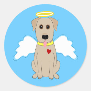 Yellow Lab Angel Dog Ronde Sticker