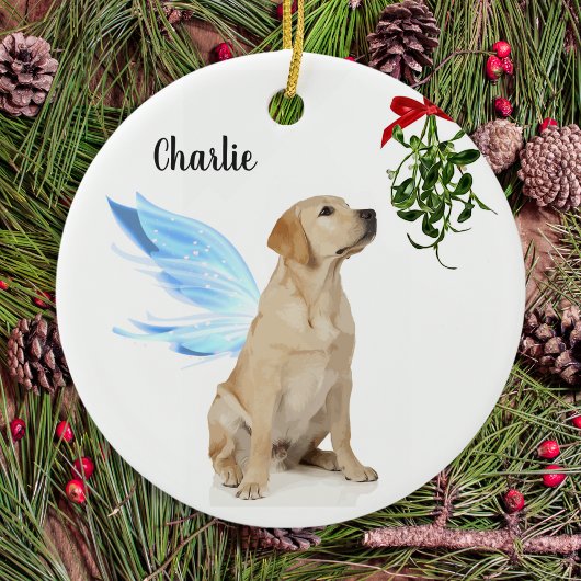 Yellow Lab Angel - kerstherdenkingsornament Keramisch Ornament