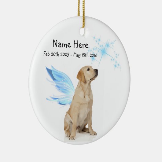 Yellow Lab Angel - kerstherdenkingsornament Keramisch Ornament (Rechts)