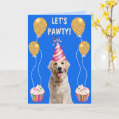 Yellow Lab Birthday Pawty Kaart (Gele Bloem)